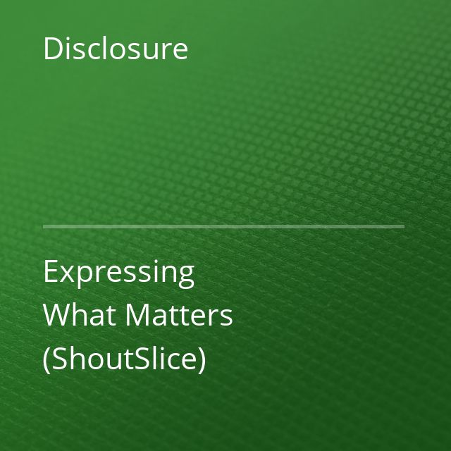 Disclosure - Expressing What Matters (ShoutSlice)